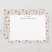 紫お洒落ひまわりライトピンクモノグラム ノートカード (正面/裏面)