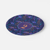 紫お洒落カラフルクラゲ模様パーティー ペーパープレート (アングル)