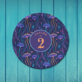 紫お洒落カラフルクラゲ模様パーティー ペーパープレート