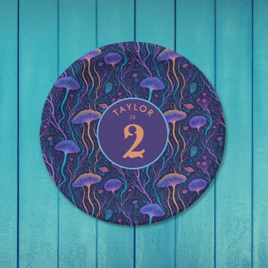 紫お洒落カラフルクラゲ模様パーティー ペーパープレート