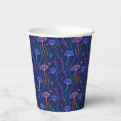 紫お洒落カラフルクラゲ模様パーティー 紙コップ (裏面)