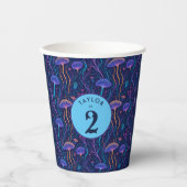 紫お洒落カラフルクラゲ模様パーティー 紙コップ (正面)