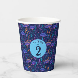 紫お洒落カラフルクラゲ模様パーティー 紙コップ