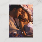 紫お洒落フローラQRコードフォト結婚ズ エンクロージャーカード (裏面)