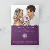 紫お洒落渦巻き木2写真結婚の 招待状 (内部)