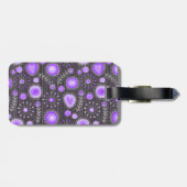 紫お洒落灰色ハートと花フローラ ラゲッジタグ (裏面横)