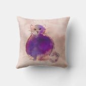 紫お洒落猫の水彩デザイン クッション (裏面)