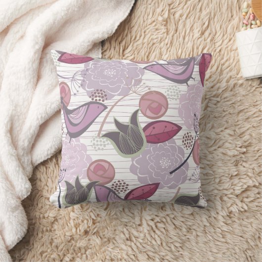紫お洒落甘い鳥フローラガーデンクッション クッション (ブランケット)