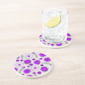 紫お洒落白ハートと花フローラ コースター (側面)