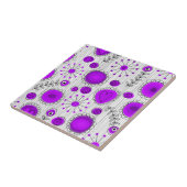 紫お洒落白ハートと花フローラ タイル (側面)