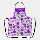 紫お洒落白ハート花フローラ名 エプロン (正面)