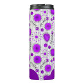 紫お洒落白ハート花フローラ名 タンブラー (裏面)