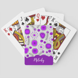 紫お洒落白ハート花フローラ名 トランプ