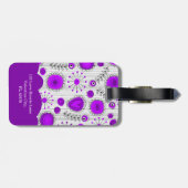 紫お洒落白ハート花フローラ名 ラゲッジタグ (裏面横)