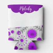 紫お洒落白ハート花フローラ名 缶クーラー (裏面)