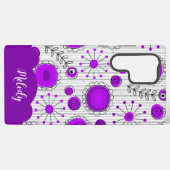 紫お洒落白ハート花フローラ名 SAMSUNG GALAXYケース (裏面横)