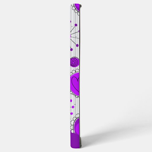 紫お洒落白ハート花フローラ名 SAMSUNG GALAXYケース (左側面)