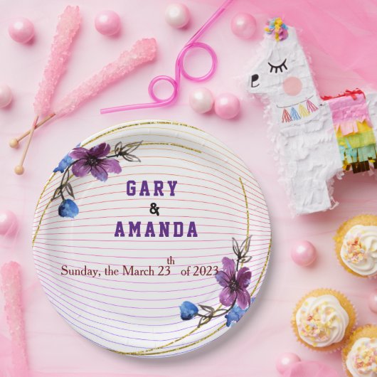 紫からスティック ペーパープレート (パーティー)