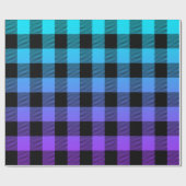 紫からターコイズ青の黒い平野グラデーション ラッピングペーパー (フラット)