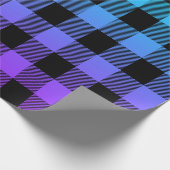 紫からターコイズ青の黒い平野グラデーション ラッピングペーパー (角)