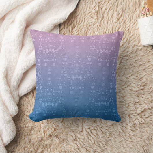 紫からペリウィンクルフローラ複雑なダマスク クッション (ブランケット)