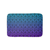 紫から青の黒の八角形パターグラデーションン バスマット (正面)