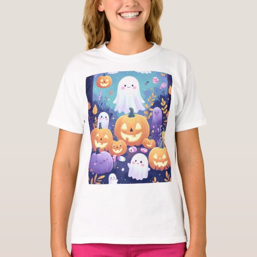 紫かわいいハロウィーン Tシャツ (正面)