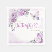 紫かわいい小さな蝶の女の子の赤ちゃんシャワー スタンダードカクテルナプキン (正面)