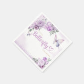 紫かわいい小さな蝶の女の子の赤ちゃんシャワー スタンダードカクテルナプキン (角)