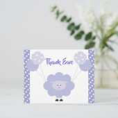 紫かわいい甘い子羊、赤ちゃんシャワーありがとう ポストカード (スタンド正面)