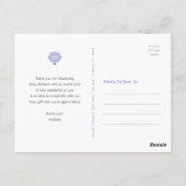 紫かわいい甘い子羊、赤ちゃんシャワーありがとう ポストカード (裏面)