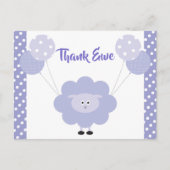 紫かわいい甘い子羊、赤ちゃんシャワーありがとう ポストカード (正面)