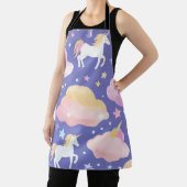 紫かわいい虹のユニコーン誕生日の女の子の子 エプロン (インサイチュ)