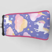 紫かわいい虹のユニコーン誕生日の女の子の子 ゴルフヘッドカバー (正面)