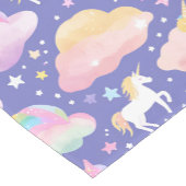 紫かわいい虹のユニコーン誕生日の女の子の子 ショートテーブルランナー (コーナー)