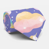紫かわいい虹のユニコーン誕生日の女の子の子 ネクタイ (ロール)