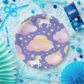 紫かわいい虹のユニコーン誕生日の女の子の子 ペーパープレート (パーティー)