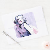 紫かわいらしで スクエアシール (封筒)