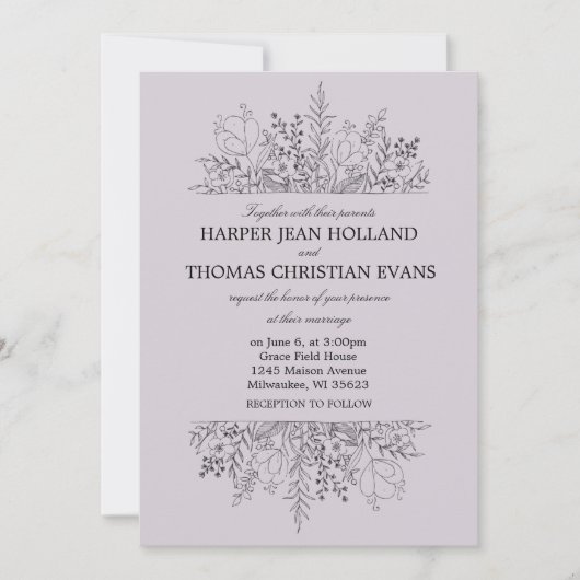 紫かわいらしで 招待状 (正面)