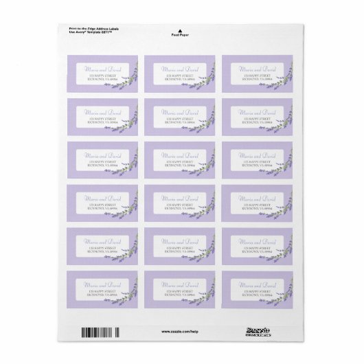 紫かわいらしで | RSVPアドレス ラベル (フルシート)