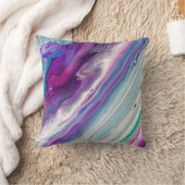 紫かわいらしとターコイズ抽象芸術絵を描 クッション (ブランケット)