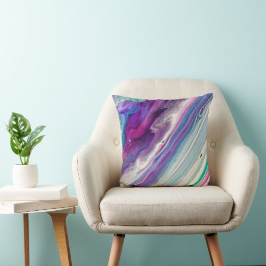 紫かわいらしとターコイズ抽象芸術絵を描 クッション (椅子)