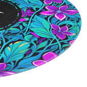 紫かわいらしとティール(緑がかった色)ブルーフローラパーソナライズされた カッティングボード (角)