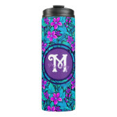 紫かわいらしとティール(緑がかった色)ブルーフローラパーソナライズされた タンブラー (正面)