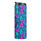 紫かわいらしとティール(緑がかった色)ブルーフローラパーソナライズされた タンブラー (回転右)