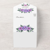 紫かわいらしとピンクの花園結婚の オールインワン招待状 (外側)