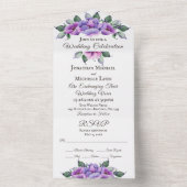 紫かわいらしとピンクの花園結婚の オールインワン招待状 (内側)