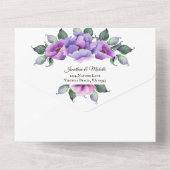 紫かわいらしとピンクの花園結婚の オールインワン招待状 (裏面)
