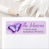 紫かわいらしとピンクの蝶住所 シール (インサイチュ)
