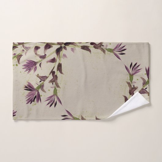 紫かわいらしとライムの花のタオルセット バスタオルセット (ハンドタオル)